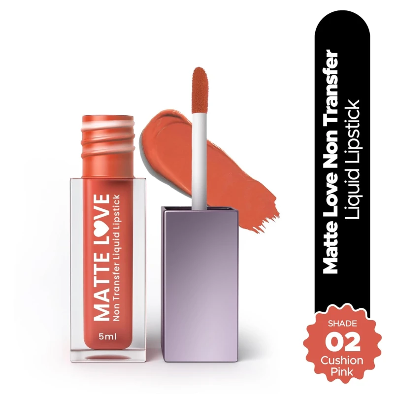 Hilary Rhoda Matte Love Non Transfer Liquid Lipstick | Lightweight & Matte Finish | Waterproof Lipstick for Women | Long Lasting & Non-Drying Lipstick | 5ml (Cushion Pink - Shade 02) - Thumbnail 2